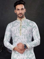 Dusty Green Cotton Digital Print Readymade Kurta Pajama